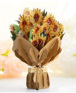 Pop Up 3D Blank Card Bouquet Of Sunflowers