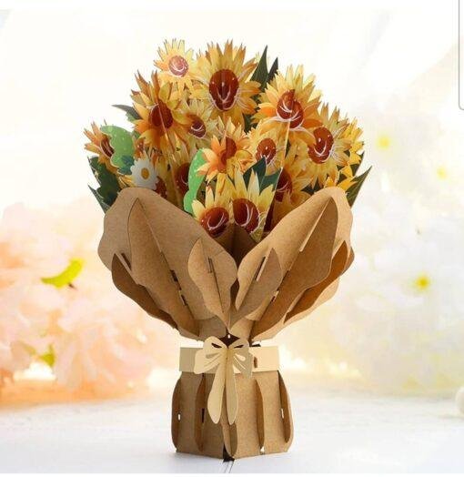 Pop Up 3D Blank Card Bouquet Of Sunflowers