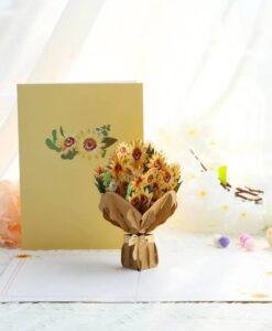 Pop Up 3D Blank Card Bouquet Of Sunflowers