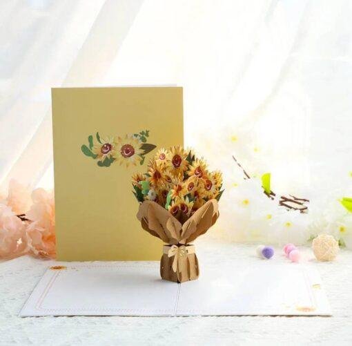 Pop Up 3D Blank Card Bouquet Of Sunflowers