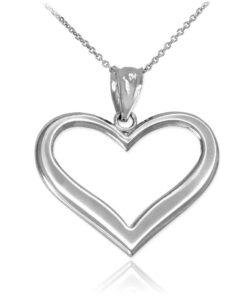 Sterling Silver Open Heart Pendant Necklace