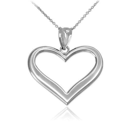Sterling Silver Open Heart Pendant Necklace