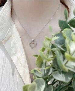 Sterling Silver Open Heart Pendant Necklace
