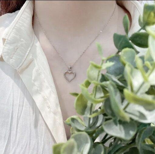 Sterling Silver Open Heart Pendant Necklace