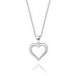 Sterling Silver Open Heart Pendant Necklace