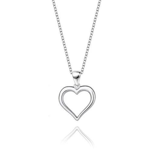 Sterling Silver Open Heart Pendant Necklace