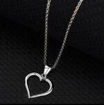 Sterling Silver Open Heart Pendant Necklace