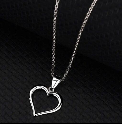 Sterling Silver Open Heart Pendant Necklace
