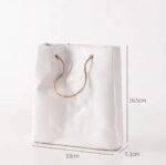 White Ceramic Paper Carrier Bag Vase with Rope Handle