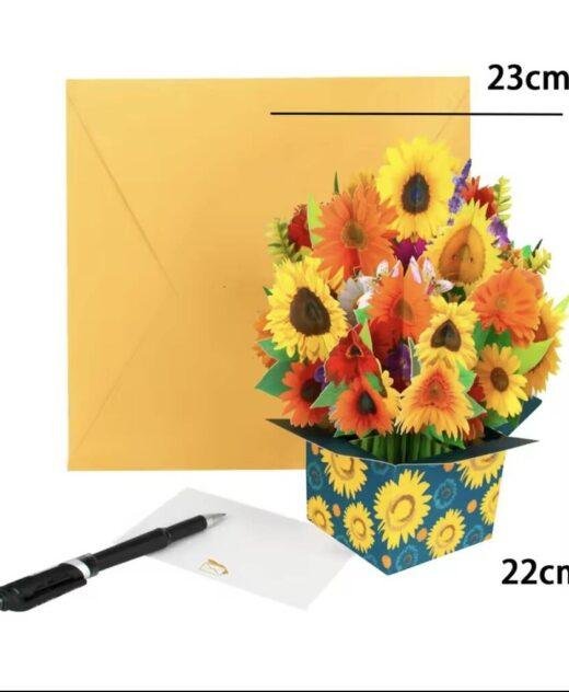 Pop Up 3D Sunflower Bouquet Box Greeting Card