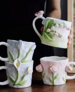 Diamond Affair Floral Pastels Handcrafted Ceramic Mug Collection