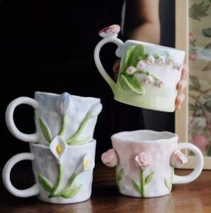Diamond Affair Floral Pastels Handcrafted Ceramic Mug Collection