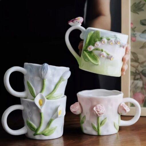 Diamond Affair Floral Pastels Handcrafted Ceramic Mug Collection