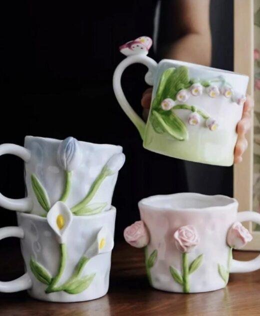 Diamond Affair Floral Pastels Handcrafted Ceramic Mug Collection