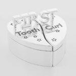 Silver Plated Baby First Tooth And Curl Heart Gift Set