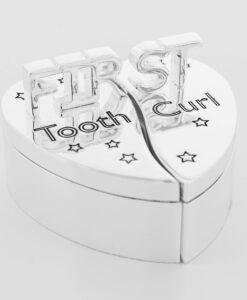 Silver Plated Baby First Tooth And Curl Heart Gift Set