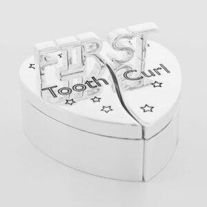 Silver Plated Baby First Tooth And Curl Heart Gift Set