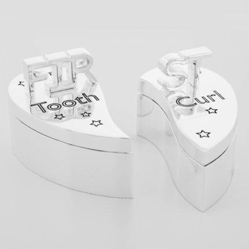 Silver Plated Baby First Tooth And Curl Heart Gift Set