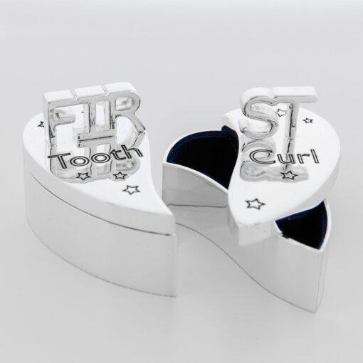 Silver Plated Baby First Tooth And Curl Heart Gift Set