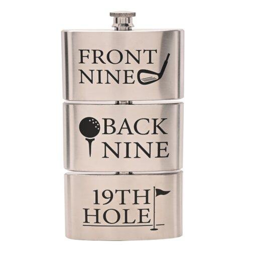 19th Hole Golfers Flask – Triple-Reservoir Hip Flask for Golf Lovers