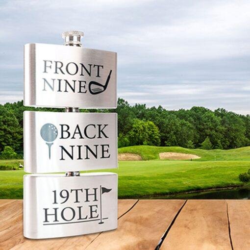 19th Hole Golfers Flask – Triple-Reservoir Hip Flask for Golf Lovers