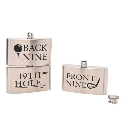 19th Hole Golfers Flask – Triple-Reservoir Hip Flask for Golf Lovers