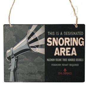 Vintage Style 1940's Snoring Area Wartime Wall Plaque