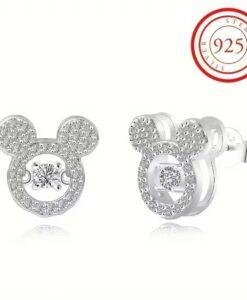 Sterling Silver Mickey Mouse Diamante Earrings
