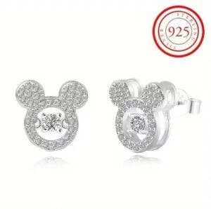 Sterling Silver Mickey Mouse Diamante Earrings