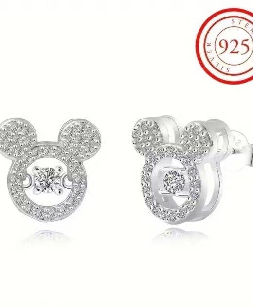 Sterling Silver Mickey Mouse Diamante Earrings