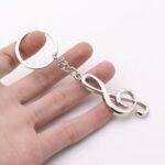 Silver Metal Treble Clef Musical Note Key Ring
