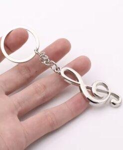 Silver Metal Treble Clef Musical Note Key Ring