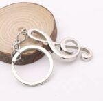Silver Metal Treble Clef Musical Note Key Ring