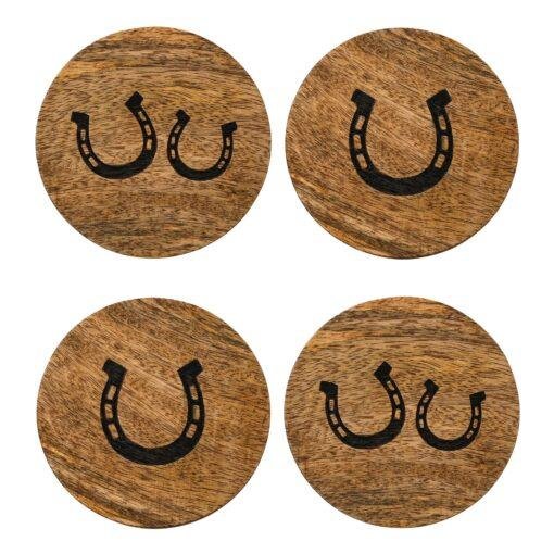 Horseshoe Equestrian Wooden Coasters