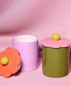 Set of 2 Vintage Style Flower Storage Jars