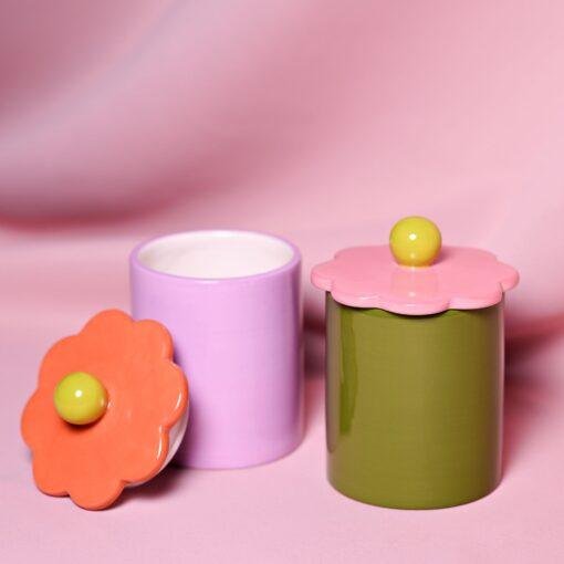 Set of 2 Vintage Style Flower Storage Jars