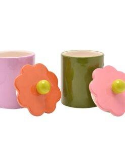 Set of 2 Vintage Style Flower Storage Jars