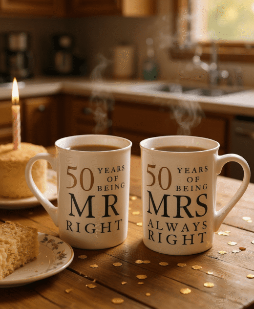 Golden Anniversary 50 Years Mr & Mrs Always Right Coffee Mugs Gift Set