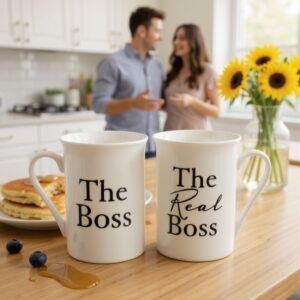 The Boss Mug Gift Set for Couple Friends Ceramic