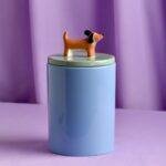 Blue Ceramic Dog Treat Jar