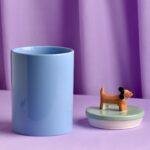 Blue Ceramic Dog Treat Jar