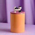 Orange Ceramic Cat Treat Jar