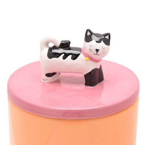 Orange Ceramic Cat Treat Jar
