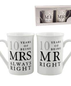 10th Anniversary 10 Years Mr And Mrs Always Right Mugs