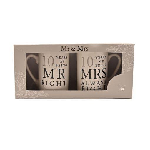 10th Anniversary 10 Years Mr And Mrs Always Right Mugs