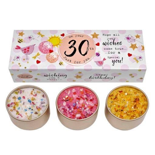 30th birthday scented candle trio gift set