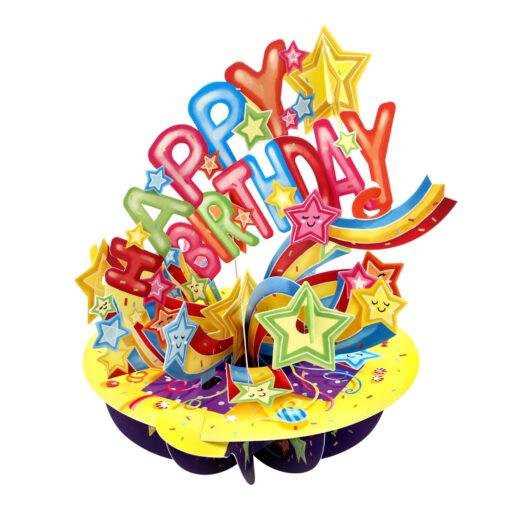 Celebrate their special day in spectacular style with this Pop Up 3D Shooting Star Birthday Card — a card and a gift in one! This dazzling Shooting Stars design is perfect for surprising loved ones on milestone birthdays or simply making someone feel extra special. As part of our Pirouettes Collection, this card transforms into an eye-catching 3D paper sculpture that spins on a 360° base. Ready assembled for instant display, simply pull the tab around the base until it locks and watch the vibrant shooting stars burst to life. With space on the back for your own personalised message, this interactive card makes a memorable keepsake they’ll cherish long after their birthday celebrations. Key Features Pop Up 3D Shooting Star Birthday Card Part of our Pirouettes Collection Interactive 3D paper sculpture – spins on a 360° display Ready assembled and easy to display Space on the back for your personal message Folds flat into the included envelope Make their birthday unforgettable with this Pop Up 3D Shooting Star Card — a magical keepsake they’ll love to display.