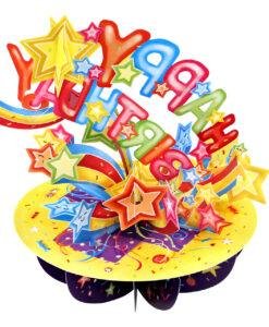 Celebrate their special day in spectacular style with this Pop Up 3D Shooting Star Birthday Card — a card and a gift in one! This dazzling Shooting Stars design is perfect for surprising loved ones on milestone birthdays or simply making someone feel extra special. As part of our Pirouettes Collection, this card transforms into an eye-catching 3D paper sculpture that spins on a 360° base. Ready assembled for instant display, simply pull the tab around the base until it locks and watch the vibrant shooting stars burst to life. With space on the back for your own personalised message, this interactive card makes a memorable keepsake they’ll cherish long after their birthday celebrations. Key Features Pop Up 3D Shooting Star Birthday Card Part of our Pirouettes Collection Interactive 3D paper sculpture – spins on a 360° display Ready assembled and easy to display Space on the back for your personal message Folds flat into the included envelope Make their birthday unforgettable with this Pop Up 3D Shooting Star Card — a magical keepsake they’ll love to display.