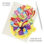Celebrate their special day in spectacular style with this Pop Up 3D Shooting Star Birthday Card — a card and a gift in one! This dazzling Shooting Stars design is perfect for surprising loved ones on milestone birthdays or simply making someone feel extra special. As part of our Pirouettes Collection, this card transforms into an eye-catching 3D paper sculpture that spins on a 360° base. Ready assembled for instant display, simply pull the tab around the base until it locks and watch the vibrant shooting stars burst to life. With space on the back for your own personalised message, this interactive card makes a memorable keepsake they’ll cherish long after their birthday celebrations. Key Features Pop Up 3D Shooting Star Birthday Card Part of our Pirouettes Collection Interactive 3D paper sculpture – spins on a 360° display Ready assembled and easy to display Space on the back for your personal message Folds flat into the included envelope Make their birthday unforgettable with this Pop Up 3D Shooting Star Card — a magical keepsake they’ll love to display.