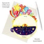 Celebrate their special day in spectacular style with this Pop Up 3D Shooting Star Birthday Card — a card and a gift in one! This dazzling Shooting Stars design is perfect for surprising loved ones on milestone birthdays or simply making someone feel extra special. As part of our Pirouettes Collection, this card transforms into an eye-catching 3D paper sculpture that spins on a 360° base. Ready assembled for instant display, simply pull the tab around the base until it locks and watch the vibrant shooting stars burst to life. With space on the back for your own personalised message, this interactive card makes a memorable keepsake they’ll cherish long after their birthday celebrations. Key Features Pop Up 3D Shooting Star Birthday Card Part of our Pirouettes Collection Interactive 3D paper sculpture – spins on a 360° display Ready assembled and easy to display Space on the back for your personal message Folds flat into the included envelope Make their birthday unforgettable with this Pop Up 3D Shooting Star Card — a magical keepsake they’ll love to display.